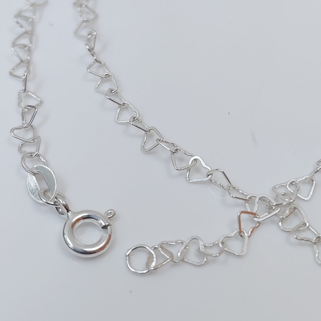 CADENA CORAZONES PLATA .925 55 CM 2.72 GR (NUEVO)