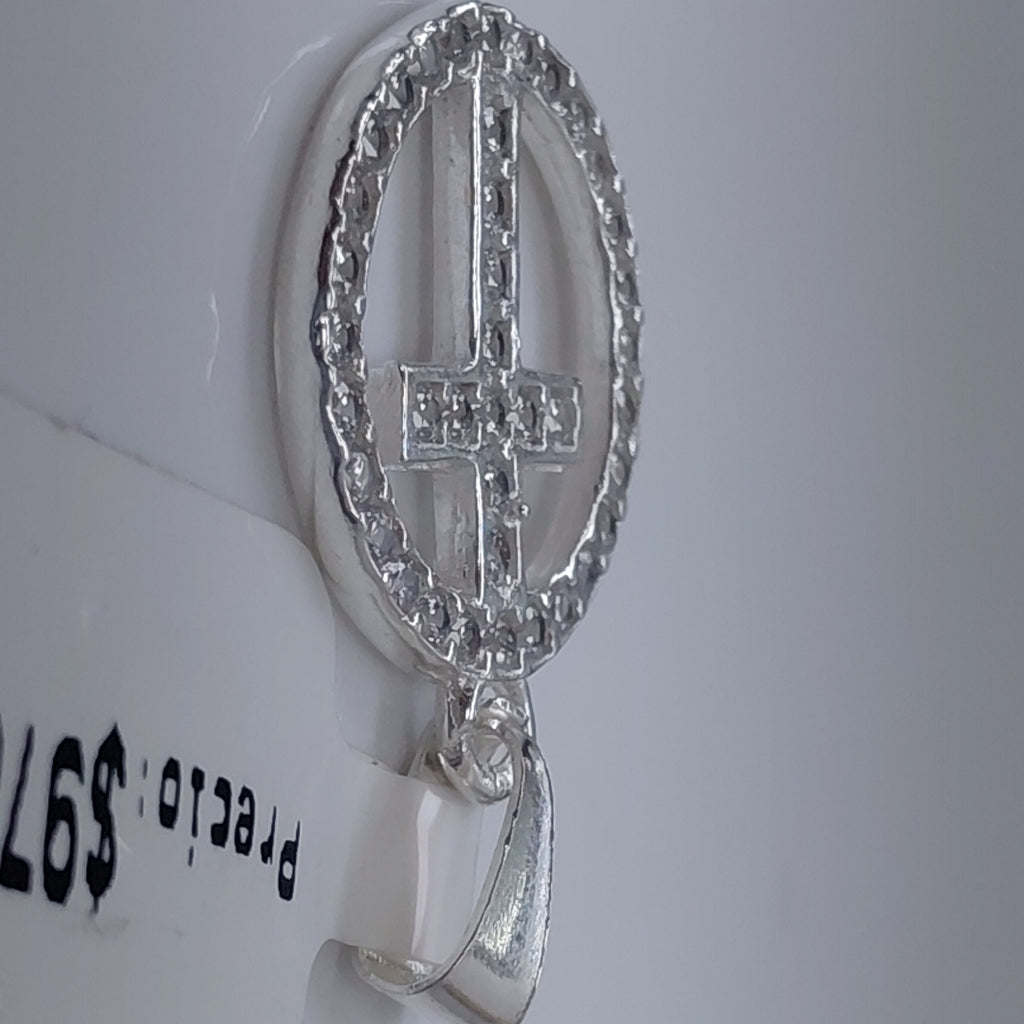 DIJE CRUZ C/CIRCONIAS PLATA .925 2.5 GR (NUEVO)