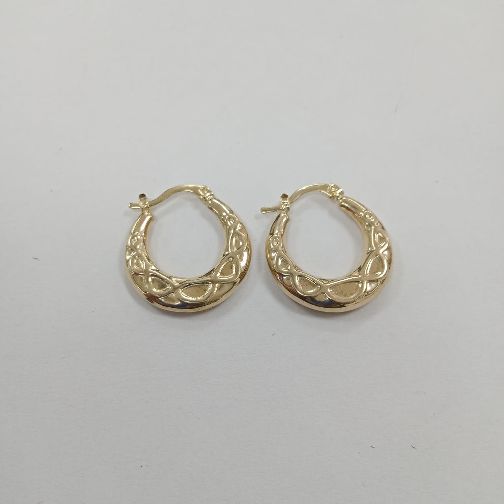 ARETES TEJIDO ARRACADAS CON FIGURA 14K 2.2 GR (NUEVO)