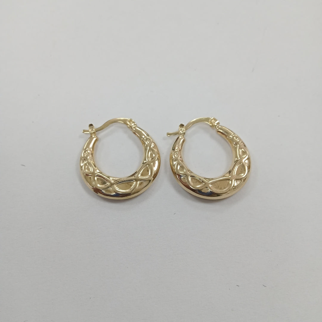 ARETES TEJIDO ARRACADAS CON FIGURA 14K 2.2 GR (NUEVO)