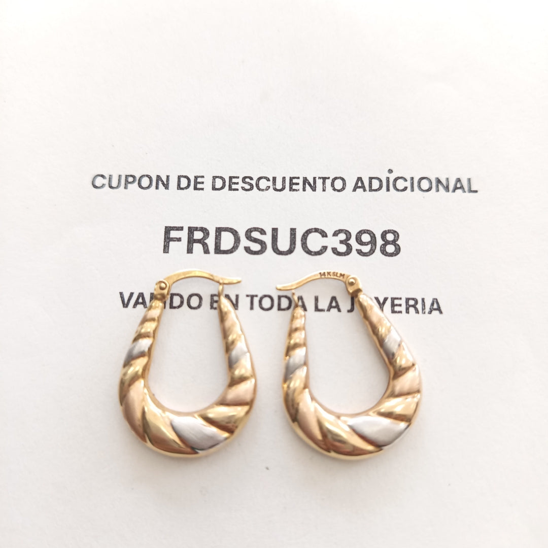 ARETES PAR ORO, ORO COMBINADO 14 K 2.1 GRMS (SEMINUEVO)