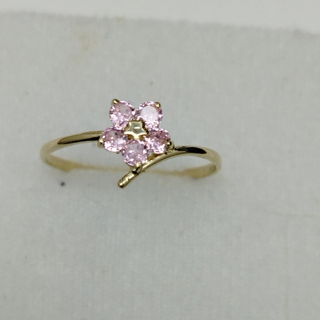 ANILLOS FLOR CON PIEDRA DE COLOR 14K TALLA 9 1 GR (NUEVO)
