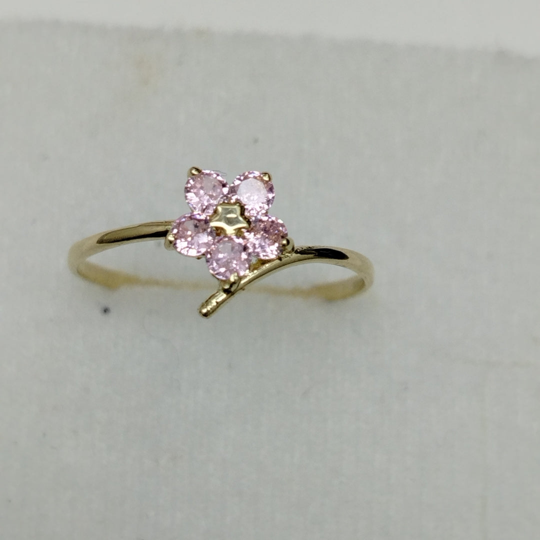 ANILLOS FLOR CON PIEDRA DE COLOR 14K TALLA 9 1 GR (NUEVO)