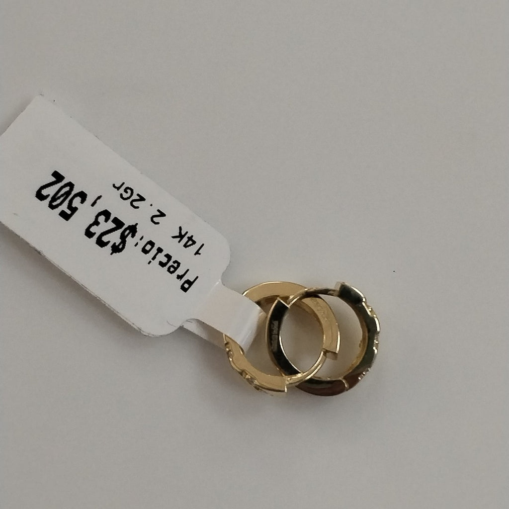 ARETES HUGGIES CON CIRCONIAS 14K 2.2 GR (NUEVO)