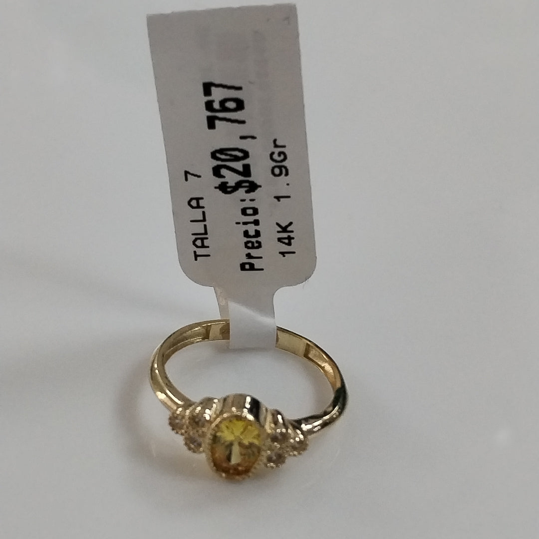 ANILLOS CIRCONIAS Y PIEDRA DE COLOR 14K TALLA 7 1.9 GR (NUEVO)