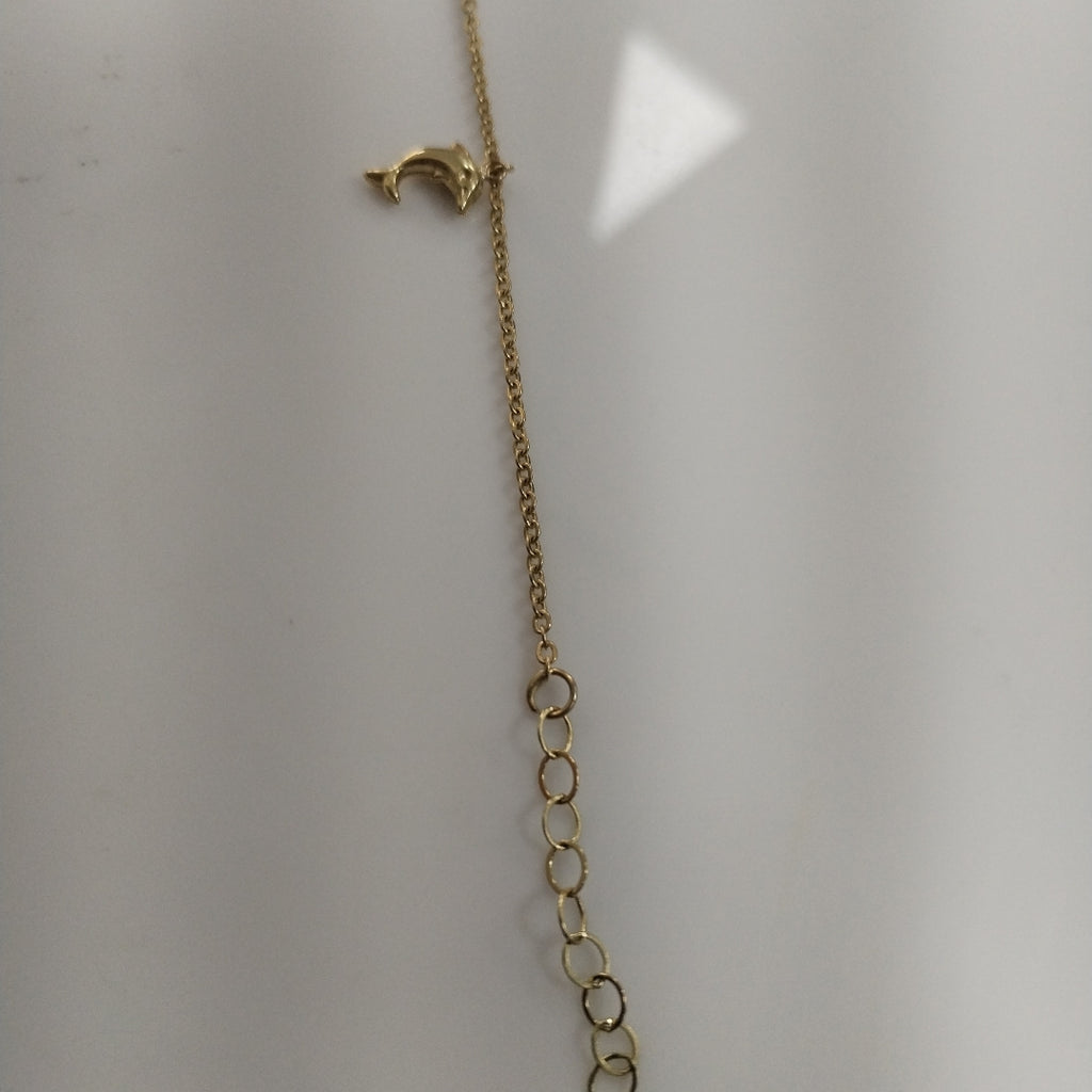 PULSERA ESPECIAL CON DIJES DELFINES 10K 18 CM 1.9 GR (NUEVO)