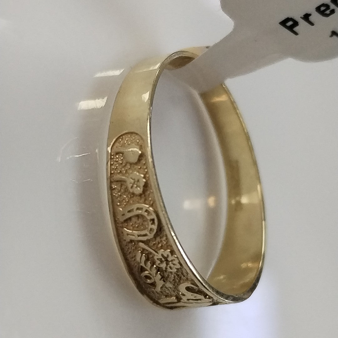 ANILLOS ARGOLLA DE LA SUERTE 10K TALLA 7 1.1 GR (NUEVO)