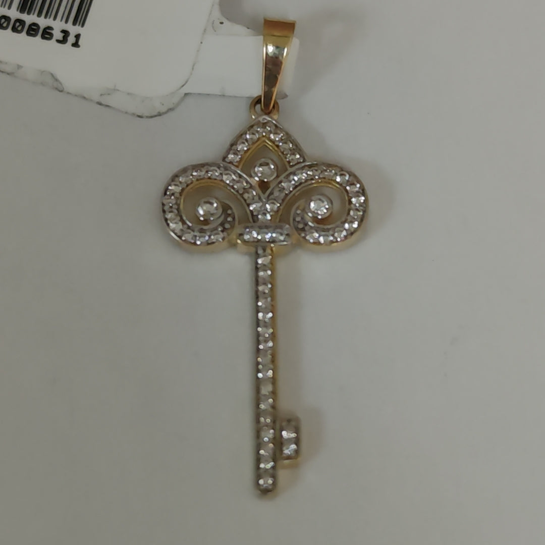 DIJE LLAVE C CIRCONIAS 14K 1.5 GR (NUEVO)