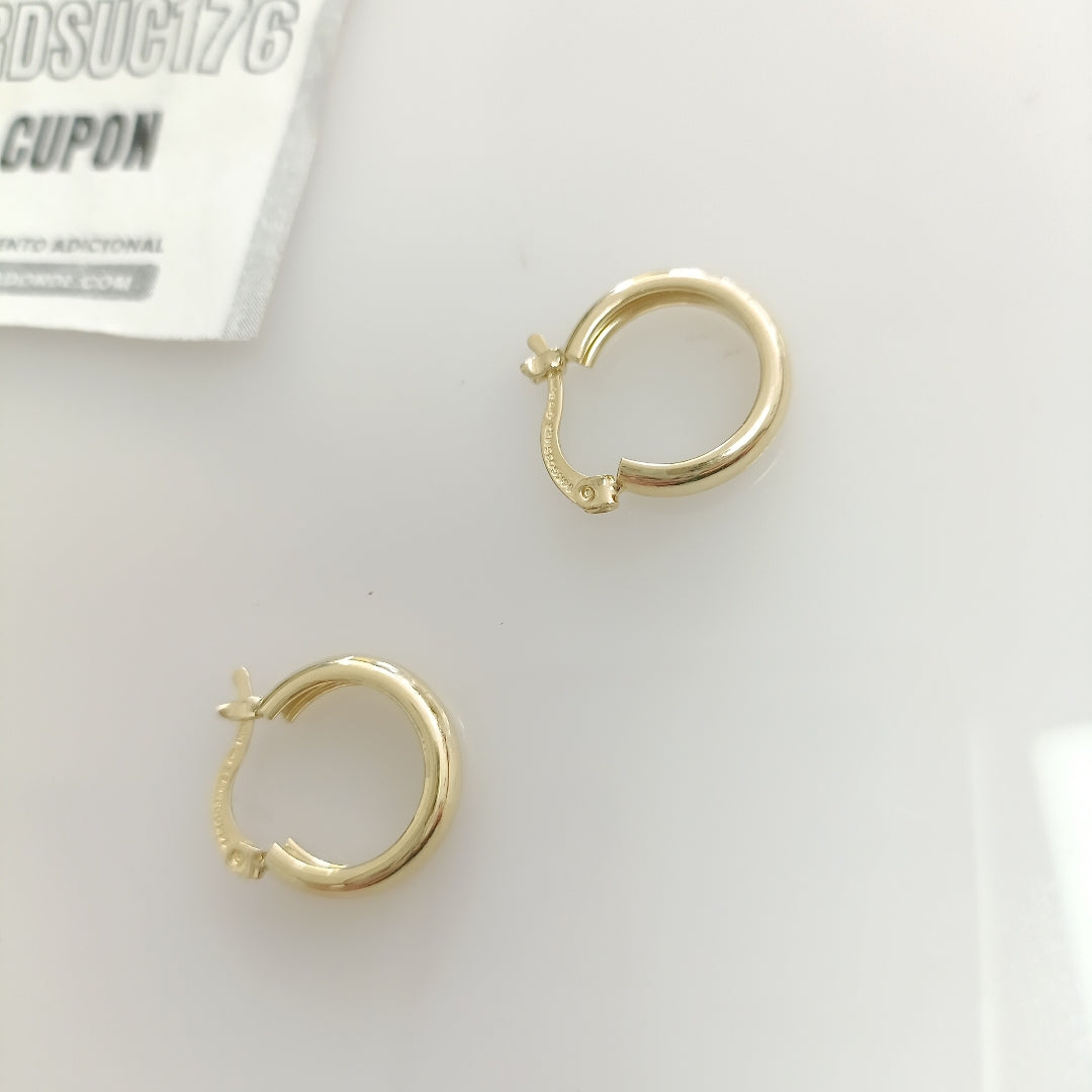 ARETES TEJIDO ARRACADAS LISAS 14K 2.2 GR (NUEVO)