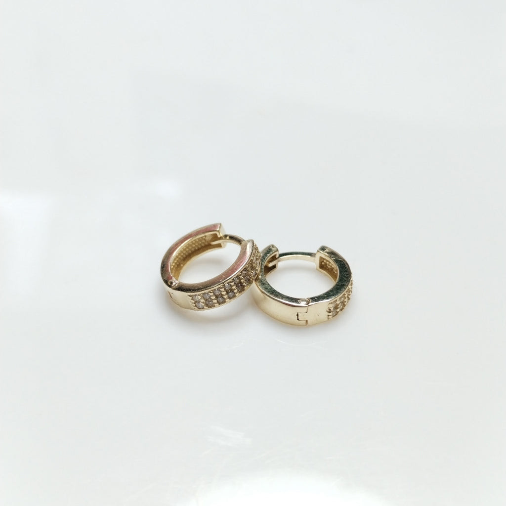ARETES HUGGIES C CIRCONIAS 14K 2.2 GR (NUEVO)