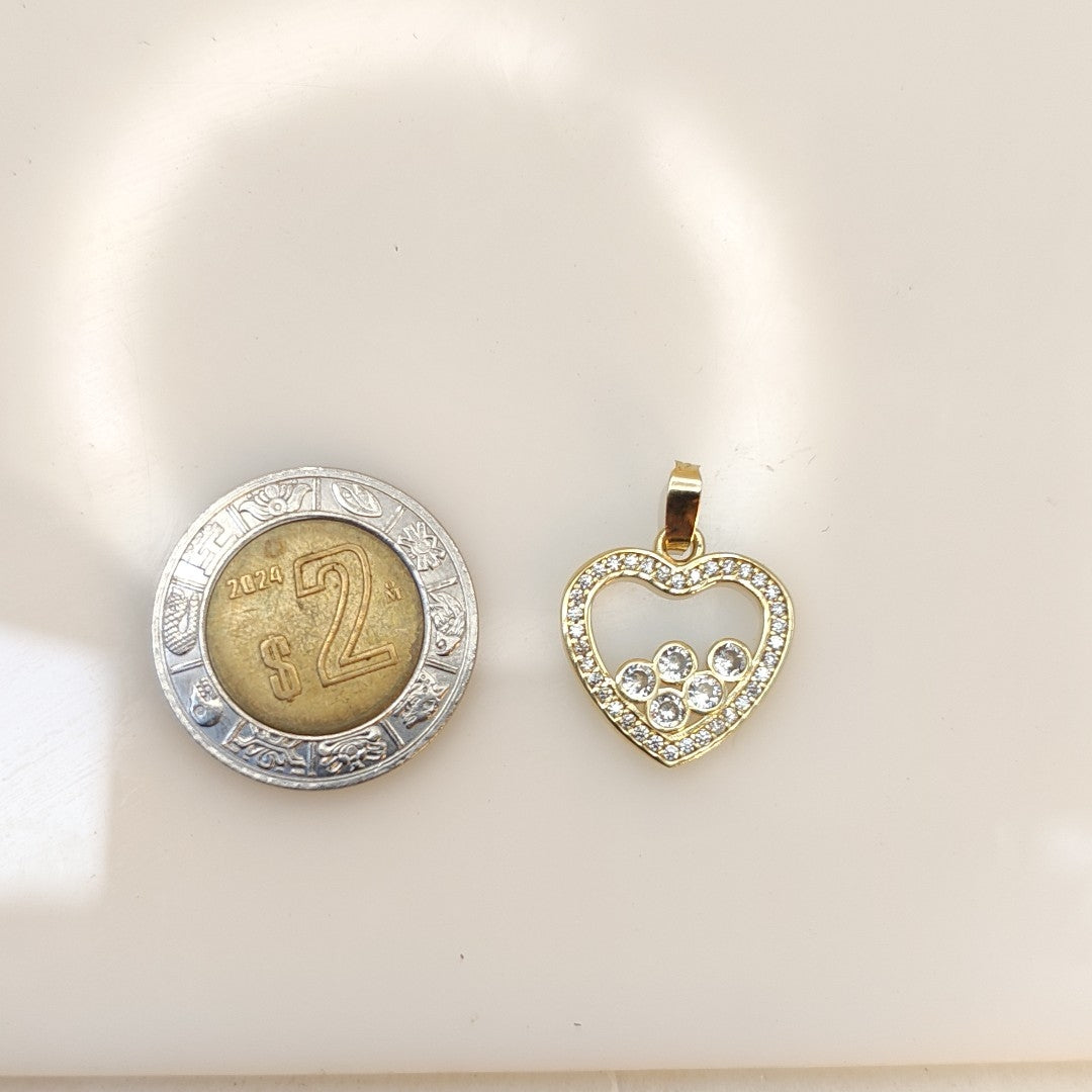 DIJE CORAZON CON CIRCONIAS 14K 1.7 GR (NUEVO)