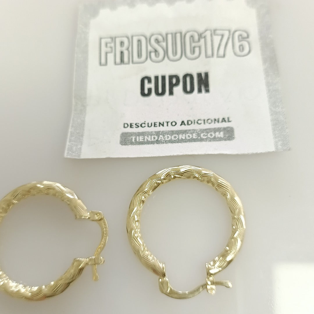 ARETES TEJIDO ARRACADA LABRADA 14K 2.5 GR (NUEVO)
