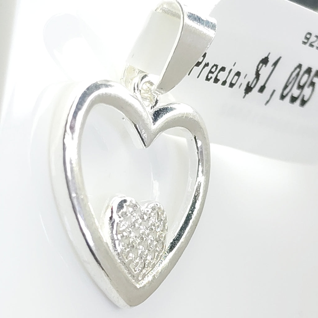 DIJE CORAZON C/CIRCONIAS PLATA .925 2.8 GR (NUEVO)