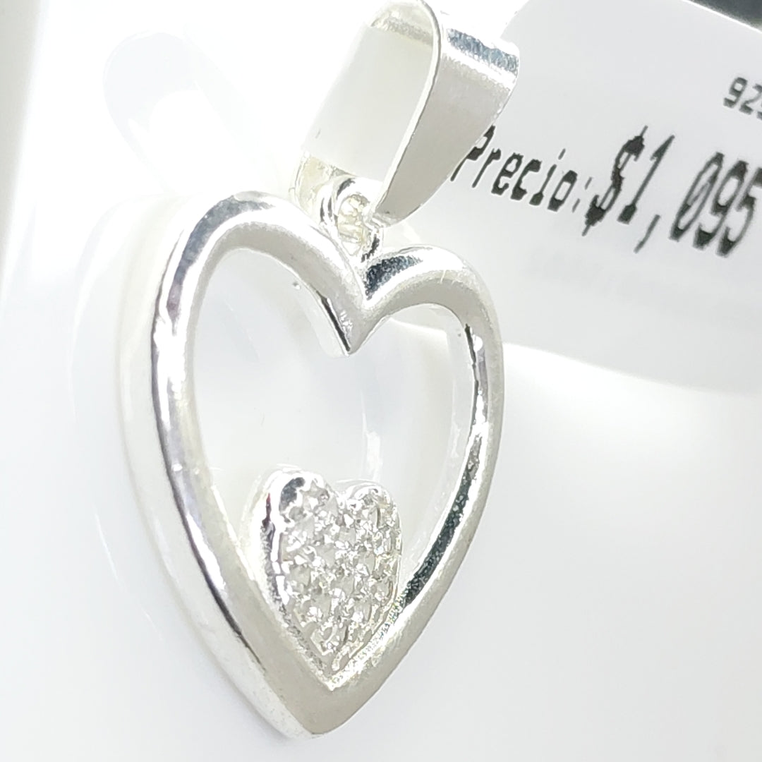 DIJE CORAZON C/CIRCONIAS PLATA .925 2.8 GR (NUEVO)