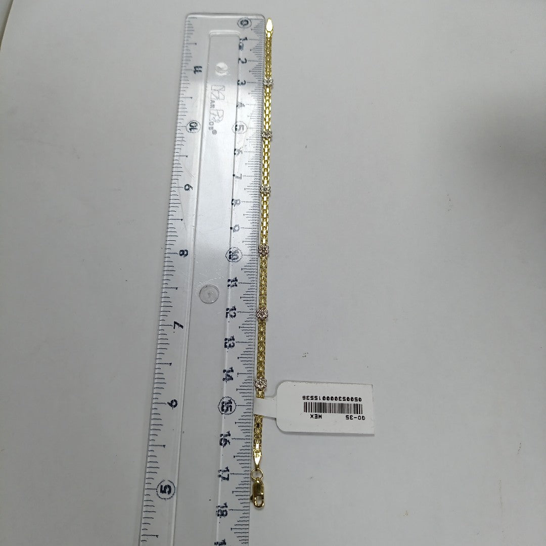 PULSERA ESPECIAL C FLORES 14K 18 CM 2.9 GR (NUEVO)