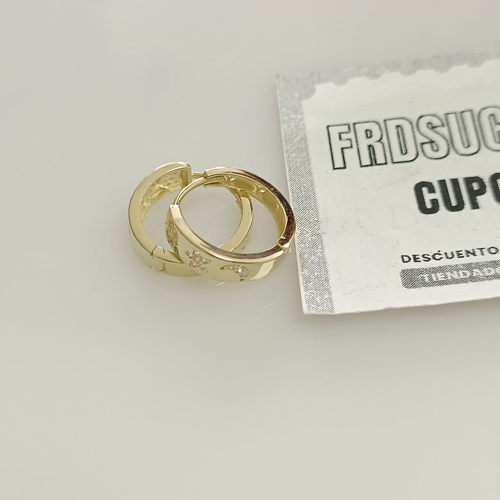 ARETES TEJIDO HUGGIES CON CIRCONIAS 14K 2.8 GR (NUEVO)