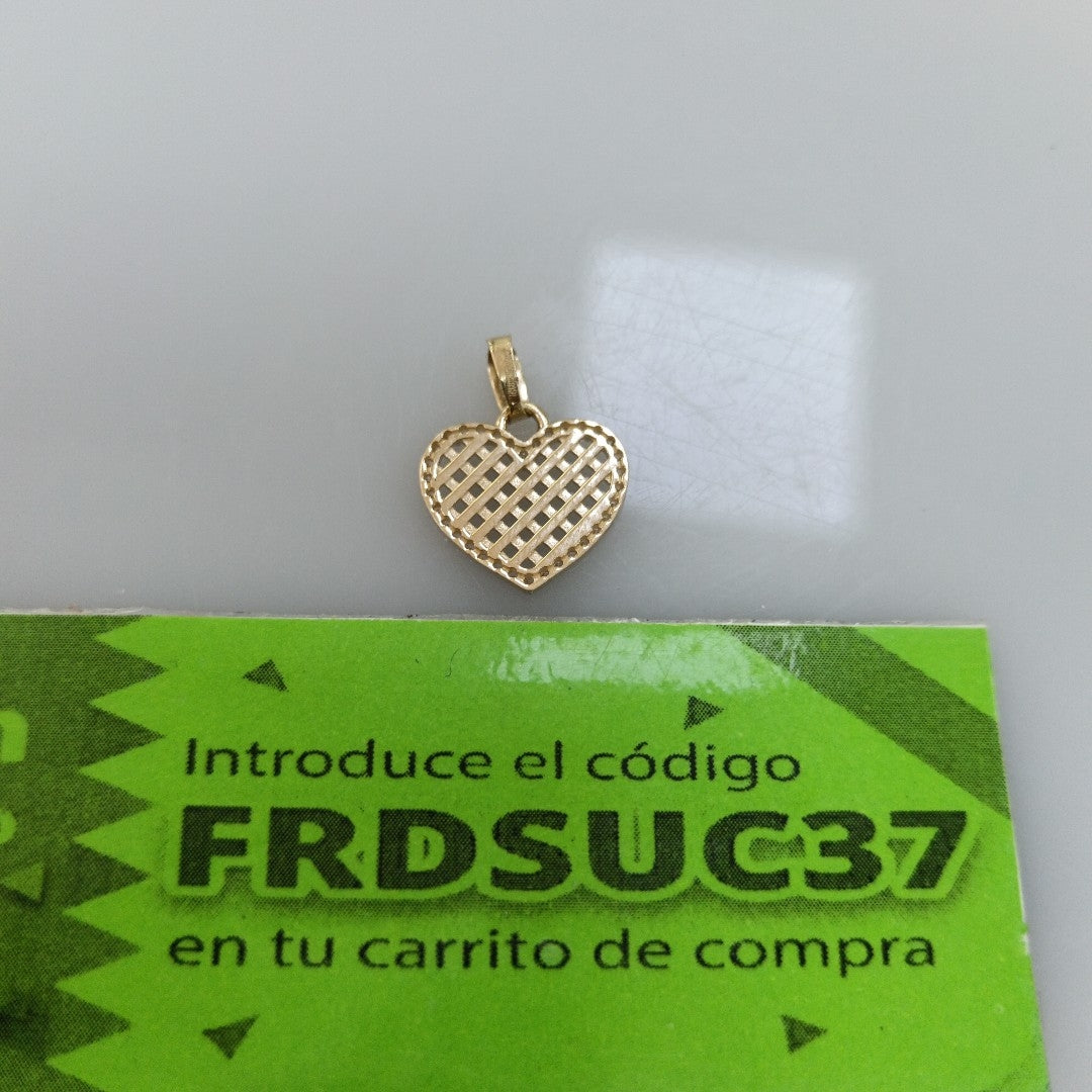 DIJE TEJIDO CORAZON CON CERCO DE CIRCONIAS 14K 1.2 GR (NUEVO)
