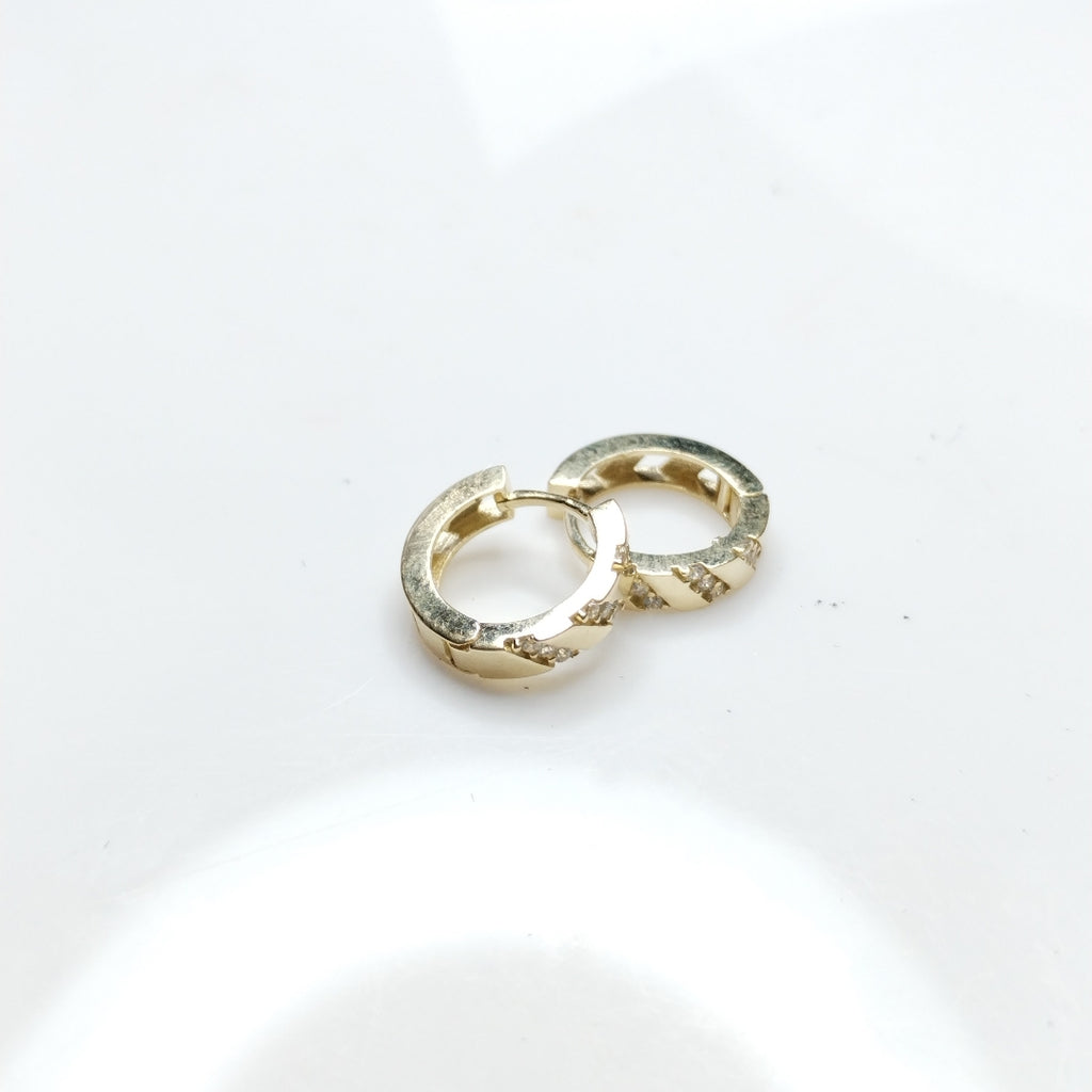 ARETES HUGGIES CON CIRCONIAS 14K 2.3 GR (NUEVO)