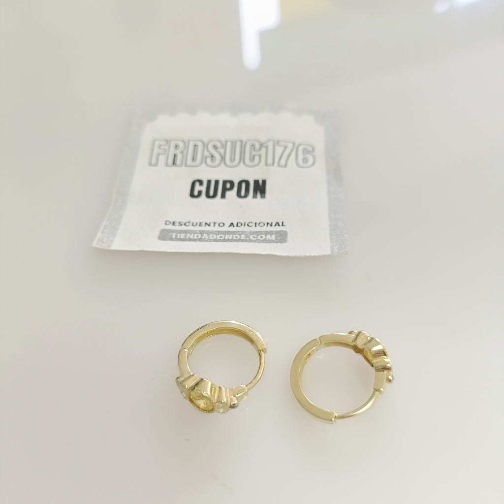 ARETES ARRACADAS CON CIRCONIAS Y PDRAS COL 14K 3.2 GR (NUEVO)