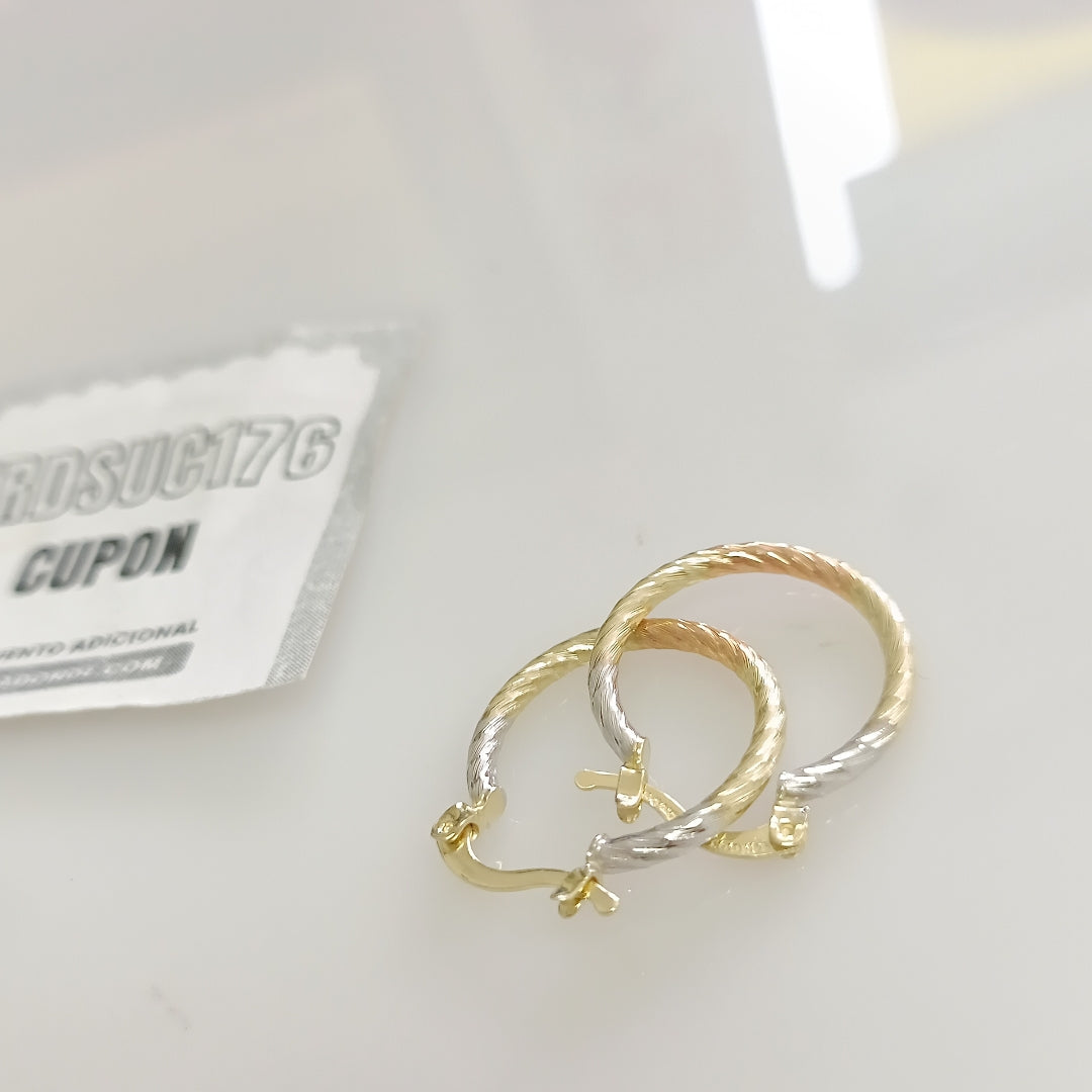 ARETES TEJIDO ARRACADAS TZL COMBINADAS 14K 1.8 GR (NUEVO)