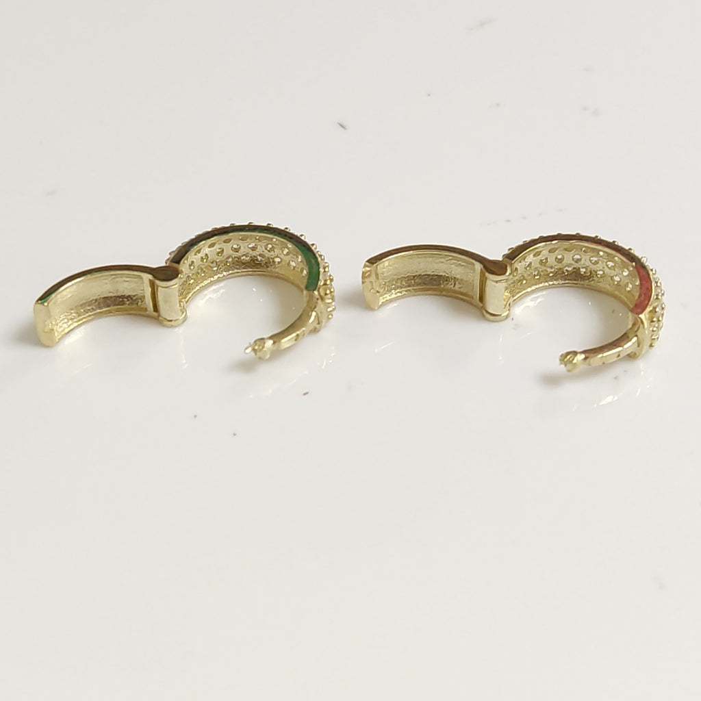 ARETES HUGGIE CON CIRCONIAS 14K 2 GR (NUEVO)