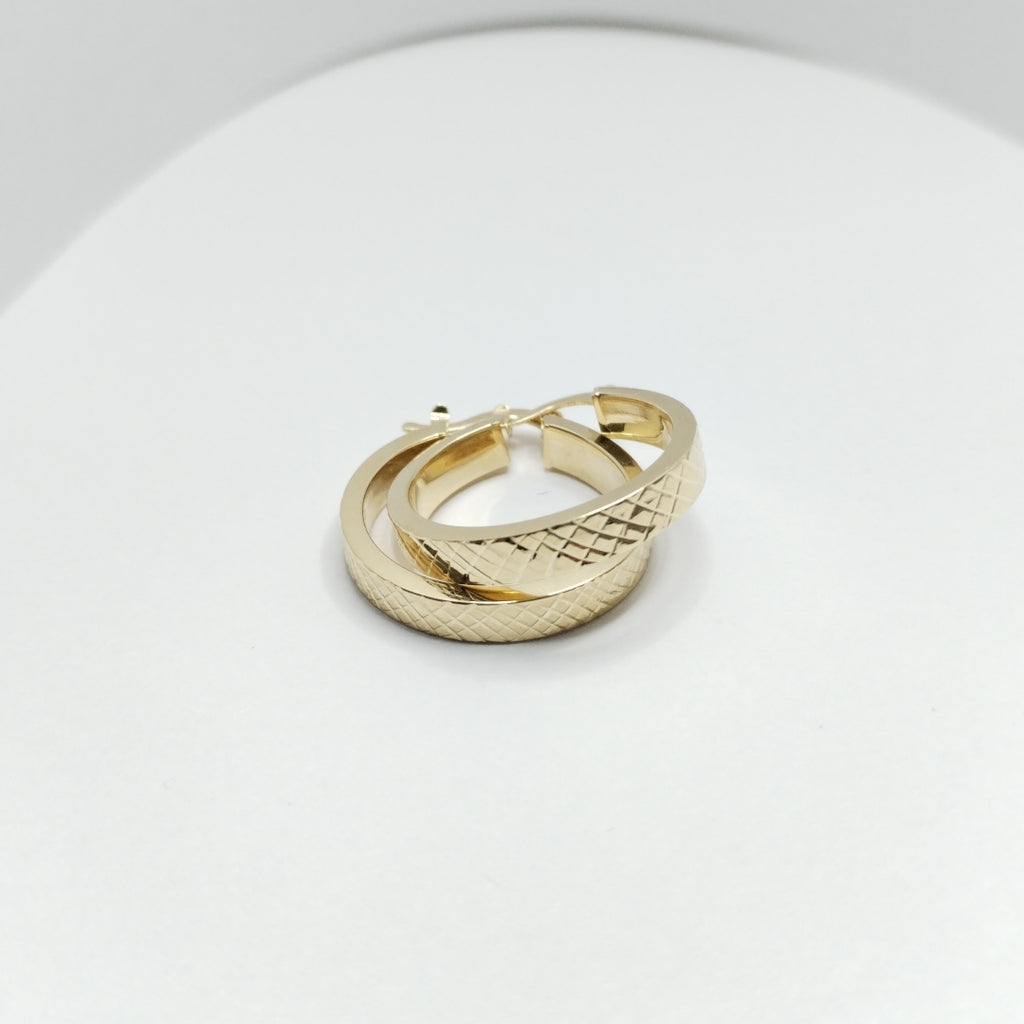 ARETES TEJIDO ARRACADAS FACETADAS 14K 2.9 GR (NUEVO)