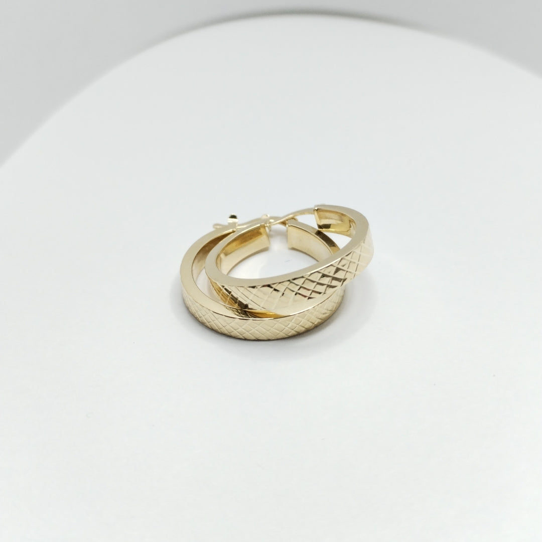 ARETES TEJIDO ARRACADAS FACETADAS 14K 2.9 GR (NUEVO)
