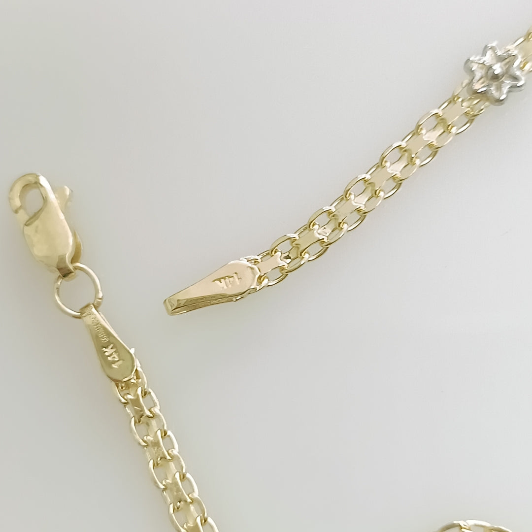 PULSERA ESPECIAL C FLORES 14K 18 CM 3 GR (NUEVO)