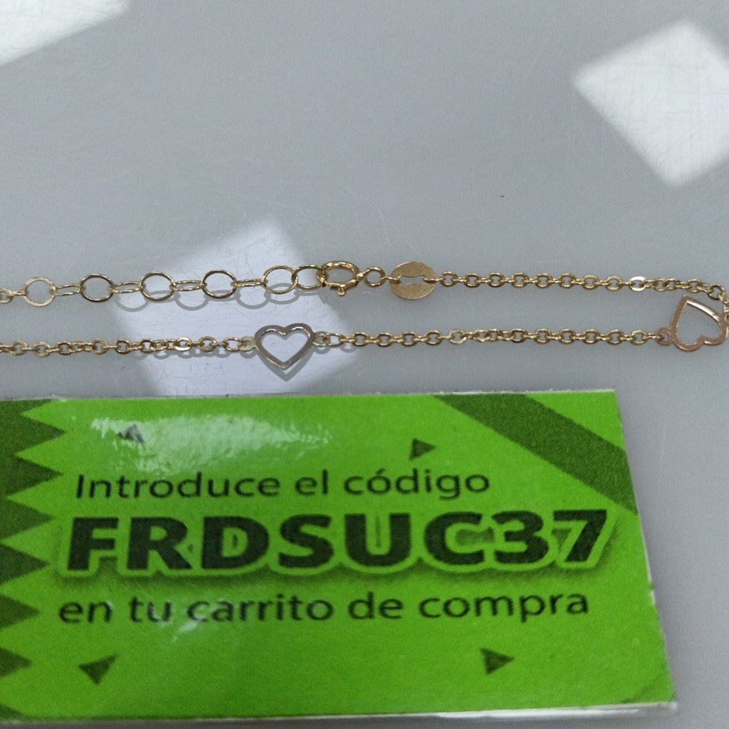 PULSERA ESPECIAL CON CORAZONES 10K 18 CM 1.2 GR (NUEVO)
