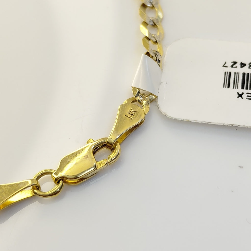 PULSERAS BARBADA DIAMANTADA ORO 14K 21 CM 3.6 GR (NUEVO)