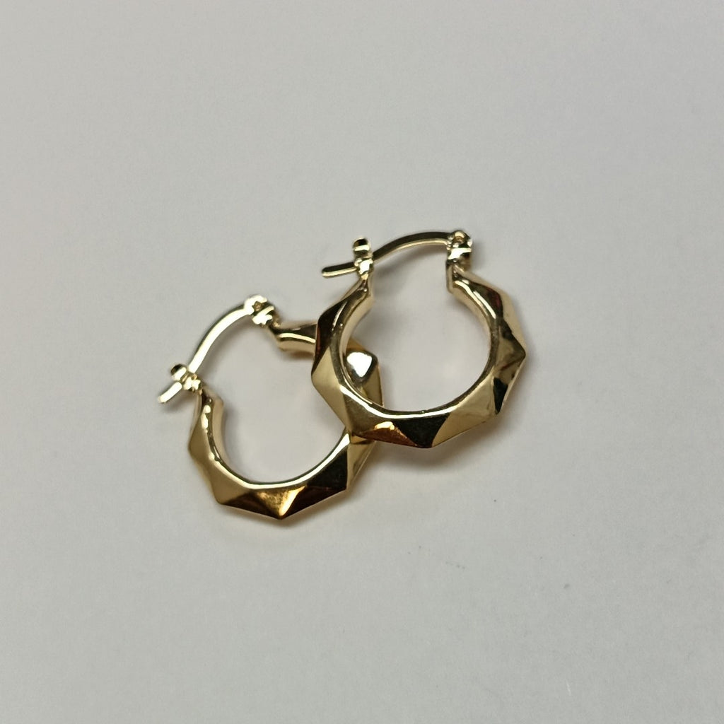 ARETES TEJIDO ARRACADAS FACETADAS 14K 1.8 GR (NUEVO)