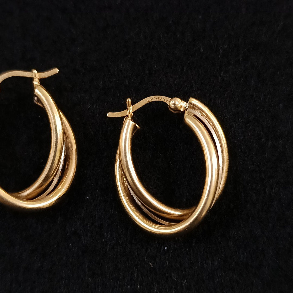 ARRACADAS PAR ORO COMBINADO 14 K 3.9 GRMS (SEMINUEVO)