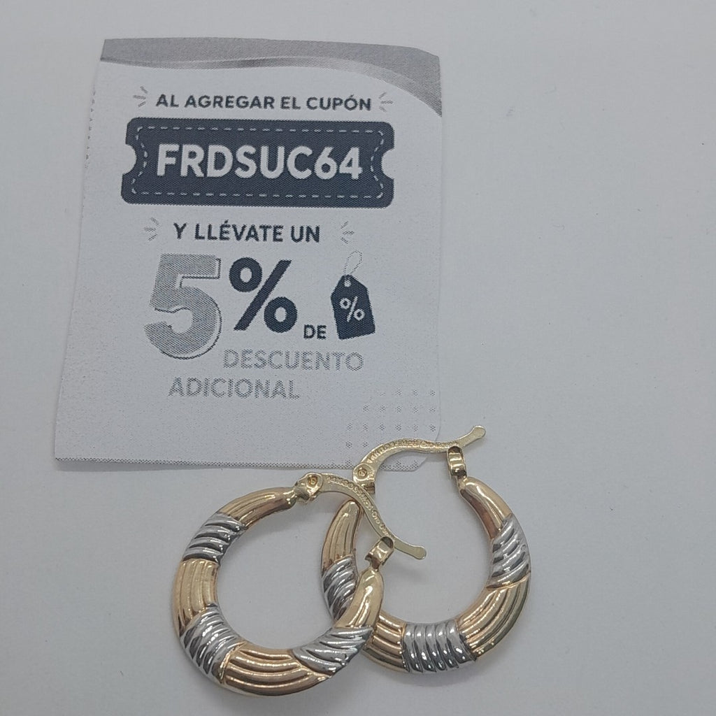 ARETES TEJIDO ARRACADAS COMBINADAS HUECAS 14K 1.7 GR (NUEVO)