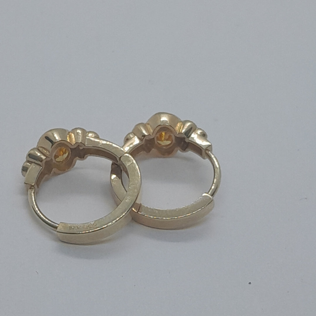 ARETES ARRACADAS CON CIRCONIAS Y PDRAS COL 14K 3.2 GR (NUEVO)