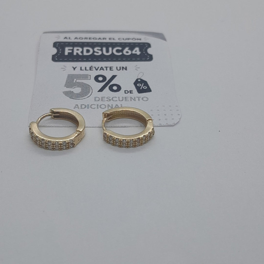 ARETES HUGGIES C CIRCONIAS 14K 1.7 GR (NUEVO)