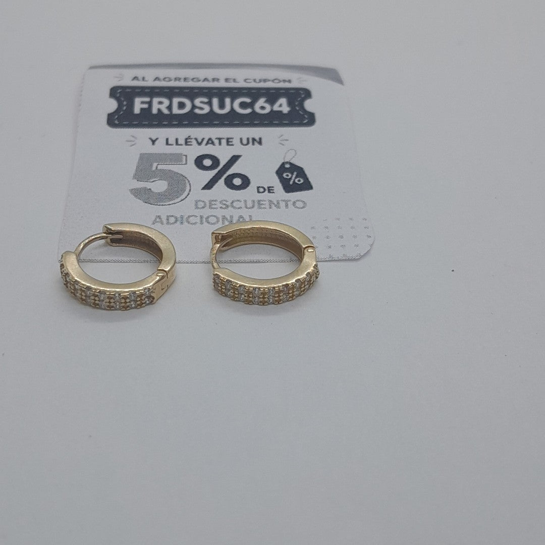 ARETES HUGGIES C CIRCONIAS 14K 1.7 GR (NUEVO)