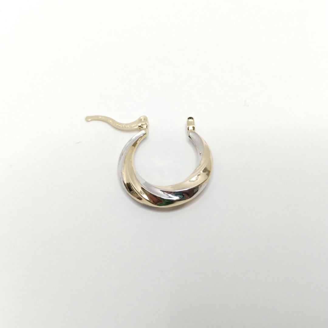 ARETES TEJIDO ARRACADA TRENZADA COMBINADA 14K 1.8 GR (NUEVO)