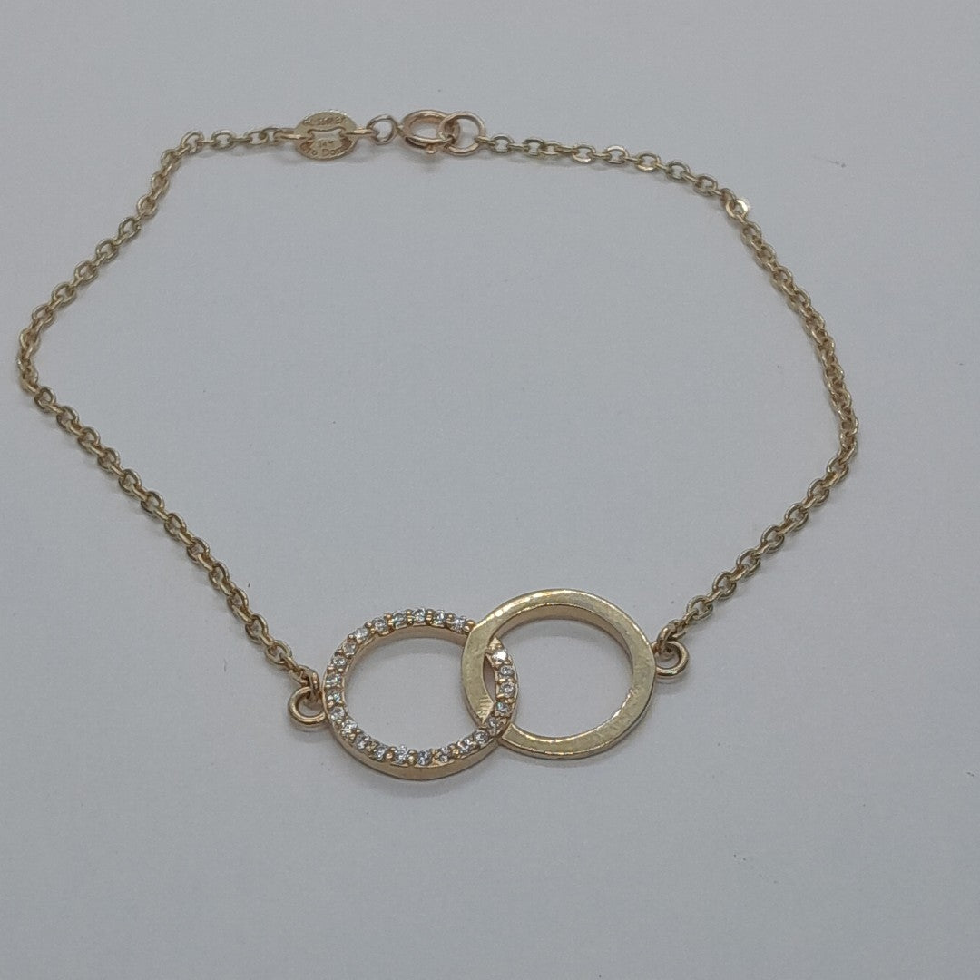 PULSERA TEJIDO ESPECIAL FIG AROS UNIDOS C CIRCS 14K 18 CM 2.1 GR (NUEVO)