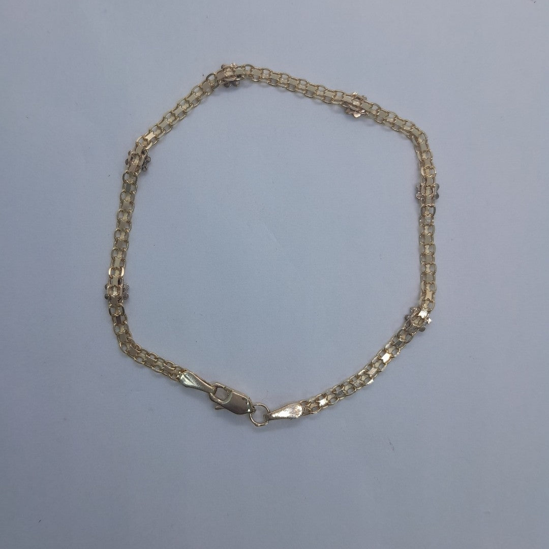 PULSERA ESPECIAL C FLORES 14K 18 CM 2.9 GR (NUEVO)