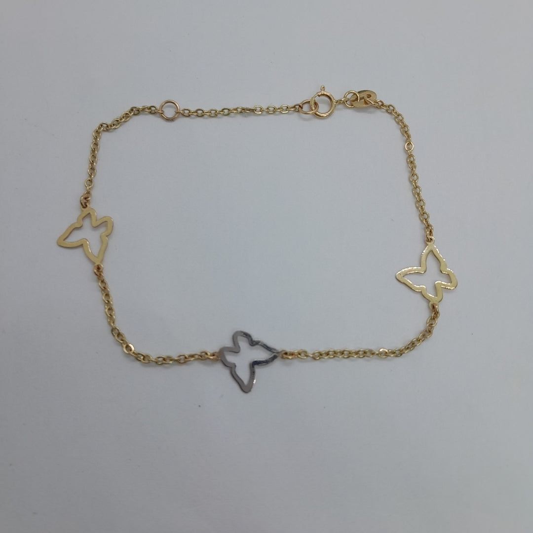 PULSERA ESPECIAL C MARIPOSAS 14K 18 CM 1.7 GR (NUEVO)