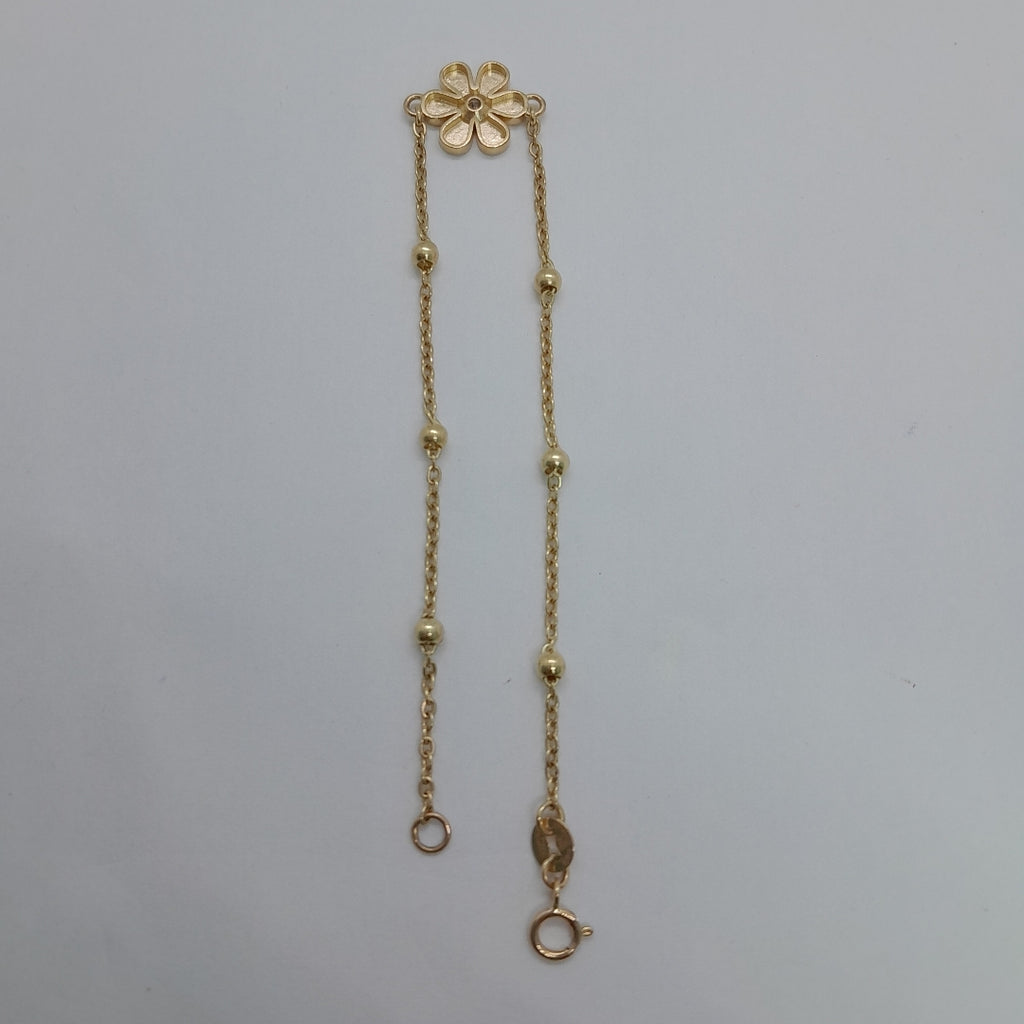 PULSERA TEJIDO ESPECIAL FLOR CON CIRCONIA 14K 18 CM 2.5 GR (NUEVO)