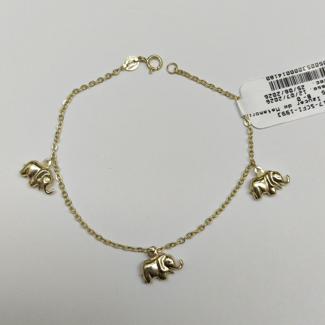 PULSERA ESPECIAL CON DIJES ELEFANTES 10K 18 CM 2.2 GR (NUEVO)