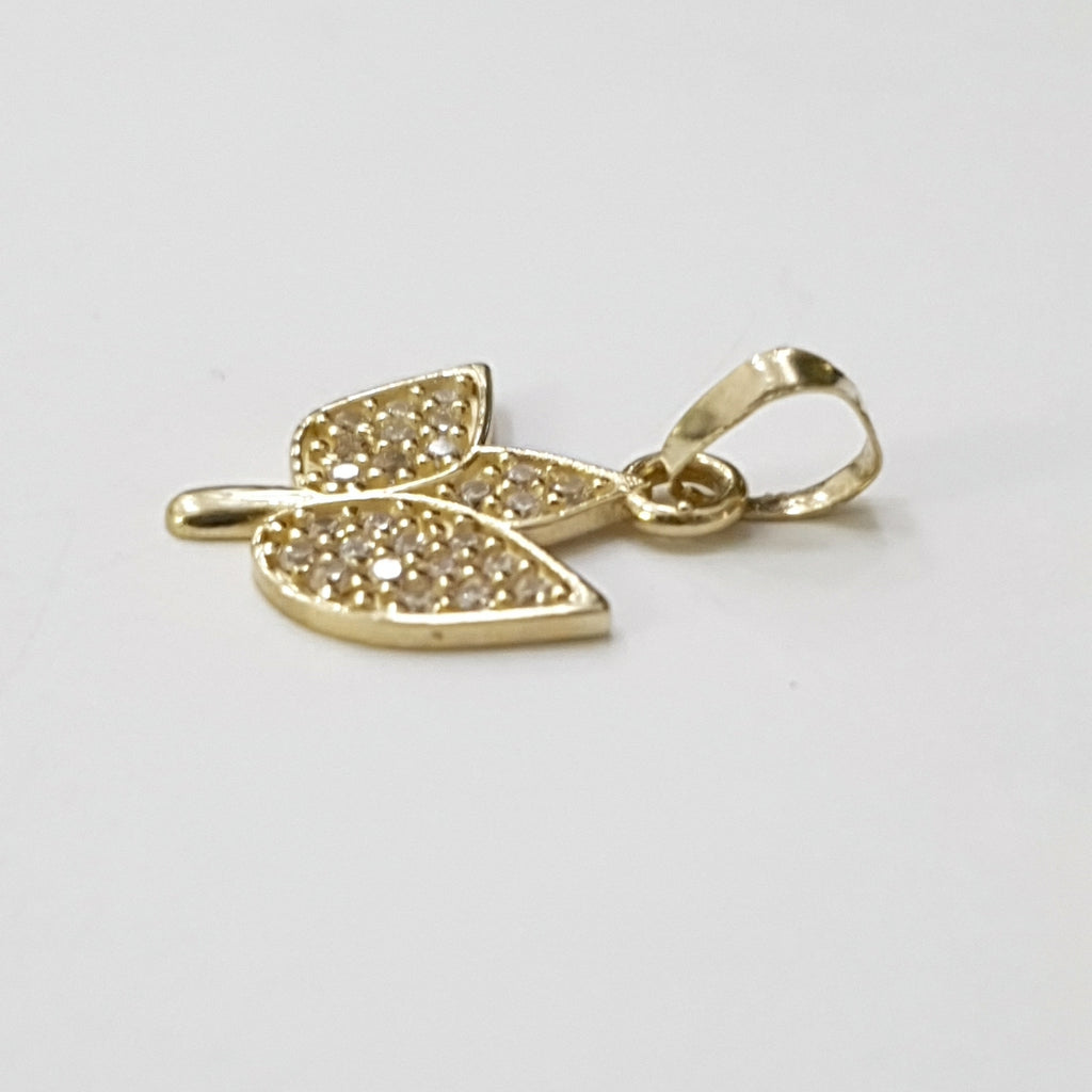 DIJE TEJIDO HOJAS CON CIRCONIAS 14K 1 GR (NUEVO)