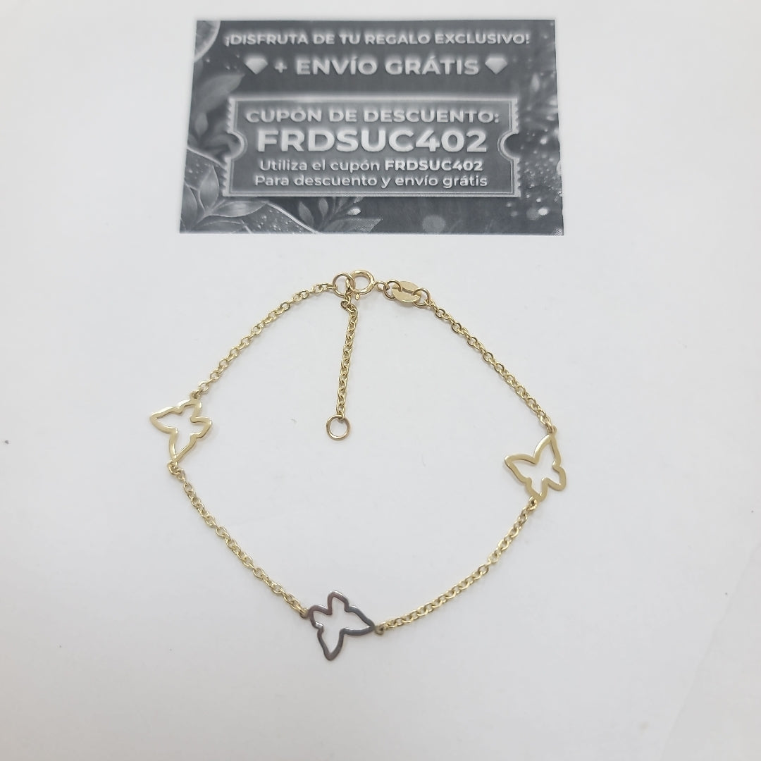 PULSERA ESPECIAL C MARIPOSAS 14K 18 CM 1.7 GR (NUEVO)