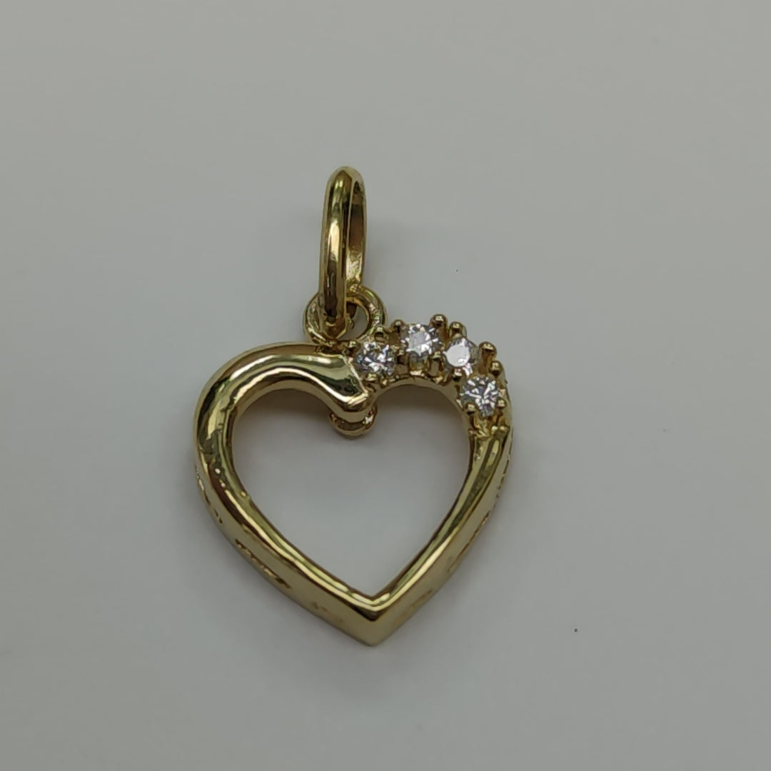 DIJE CORAZON CON CIRCONIAS 14K 1.4 GR (NUEVO)