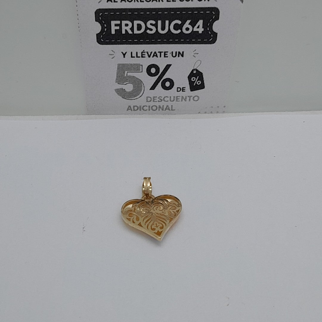 DIJE TEJIDO CORAZON LABRADO COMBINADO 14K 1.2 GR (NUEVO)