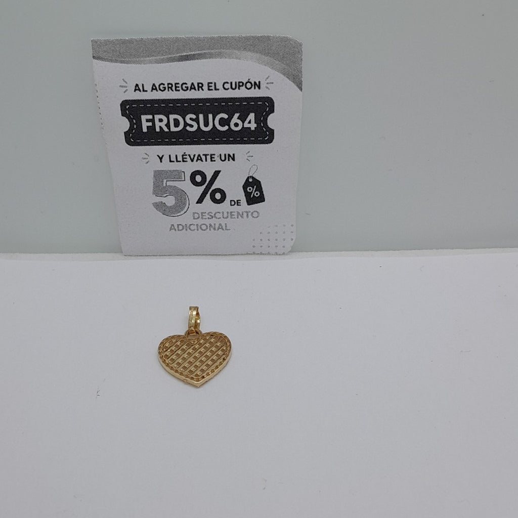 DIJE TEJIDO CORAZON CON CERCO DE CIRCONIAS 14K 1.1 GR (NUEVO)