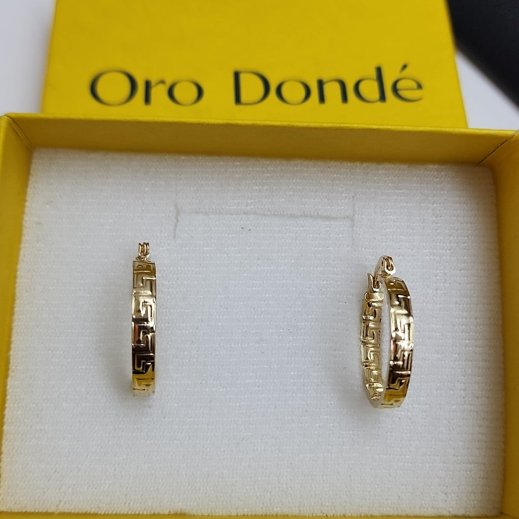 ARETES TEJIDO ARRACADAS TIPO GRECAS 14K 2.1 GR (NUEVO)