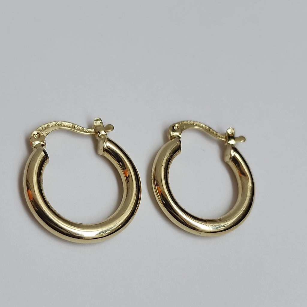 ARETES TEJIDO ARRACADAS LISAS 14K 1.6 GR (NUEVO)