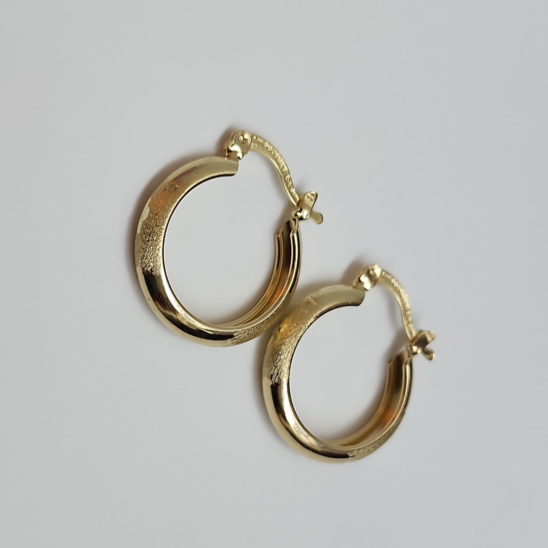 ARETES TEJIDO ARRACADA SATINADA 14K 2.5 GR (NUEVO)